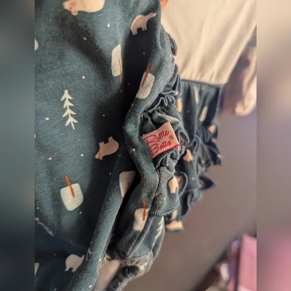 Ruffle Butts Blue Polar Bear Baby Romper - Picture 3 of 5